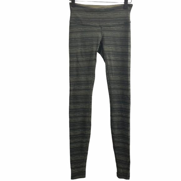 lululemon athletica Pants - Lululemon Stripe Full length Green Leggings 4